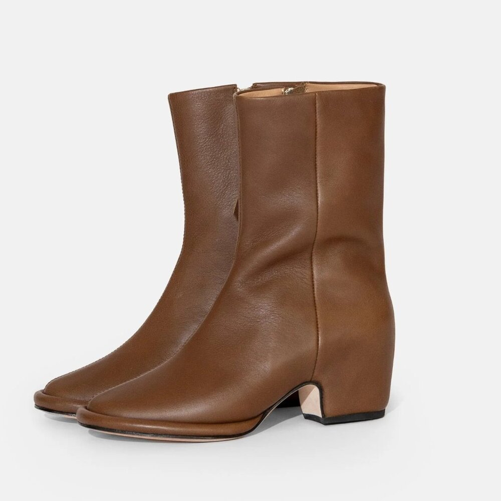 Lauren Manoogian Brown leather mid heel ankle boots